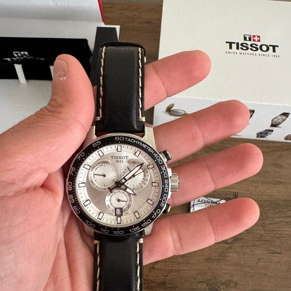 Tissot Silver Dial with Black Leather Strap